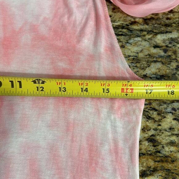 Tempo Paris Pink Tie Dye Flowy Boho Two-Layer Blouse Top Size M - Picture 5 of 6